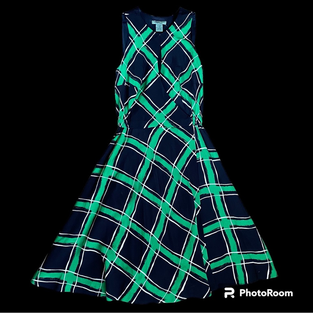 Anthropologie Maple Green Plaid Dress